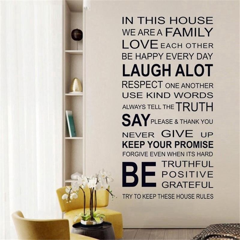 New Removable Decal Art Mural Family Home Rules Living Decor Wall Sticker