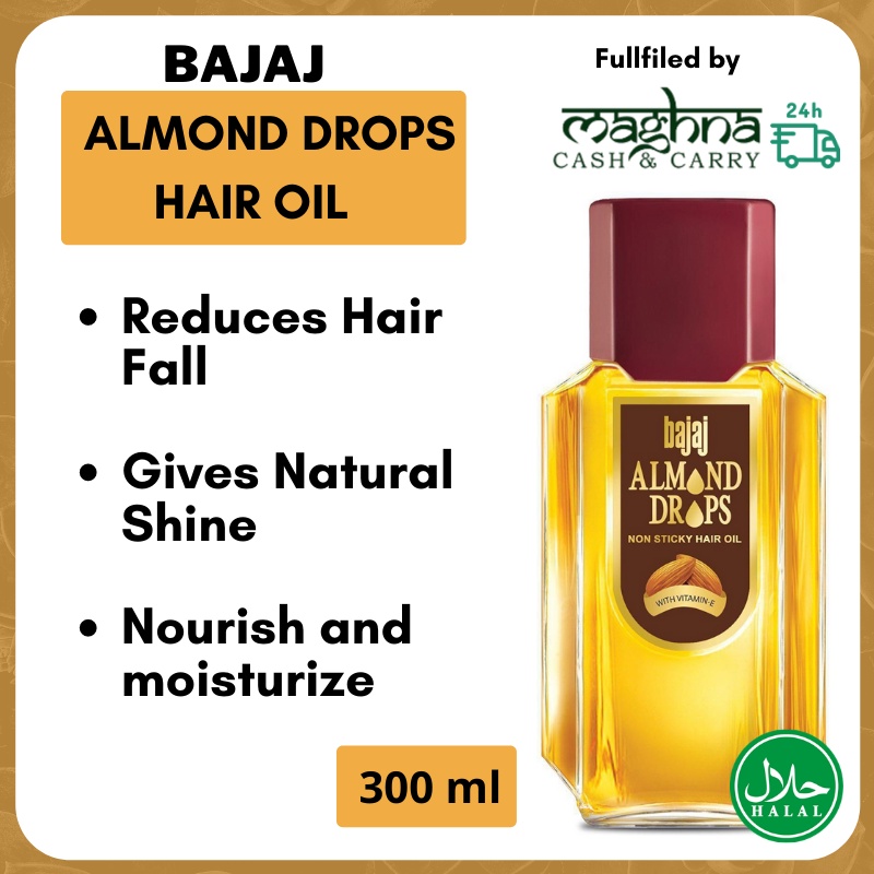 Bajaj Almond Drops Non Sticky Hair Oil 300ml Minyak Rambut Badam