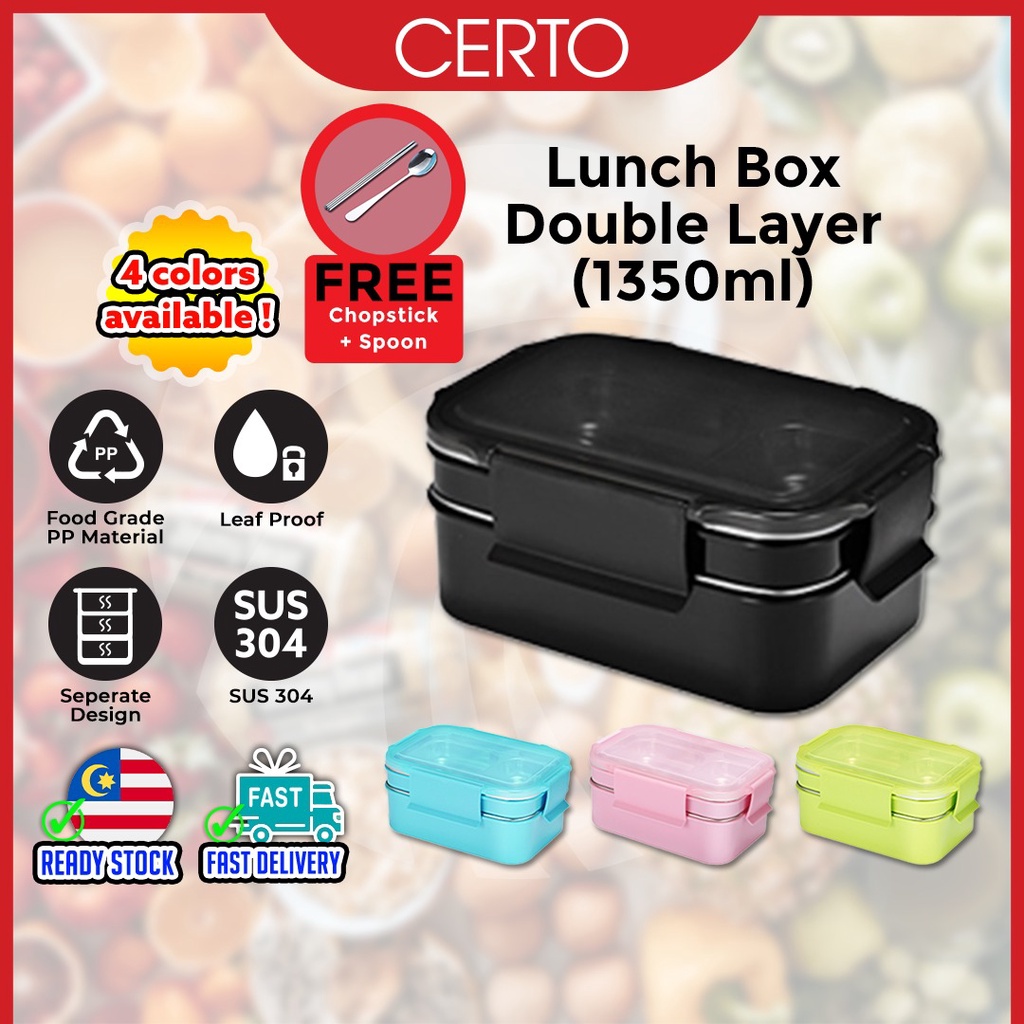 CERTO Lunch Box Food Container  Stainless Steel Lunch Box Bento Lunch Box Food Warmer Food Carrier Bekal Makanan便當盒