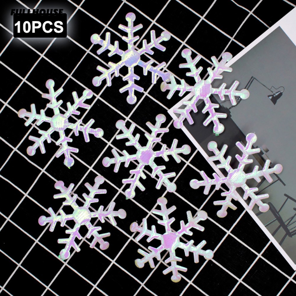 10pcs Diy Artificial Snowflake Ornaments Xmas Tree Home Party