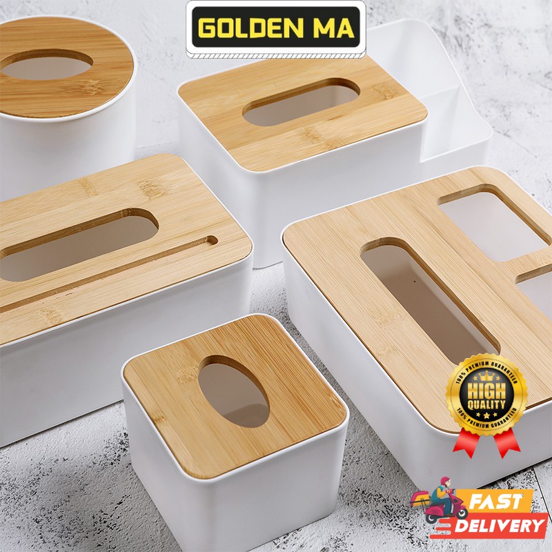 GOLDENMA MUJIstyle Wooden Cover Oak Wood Boutique Facial Tissue Box ...