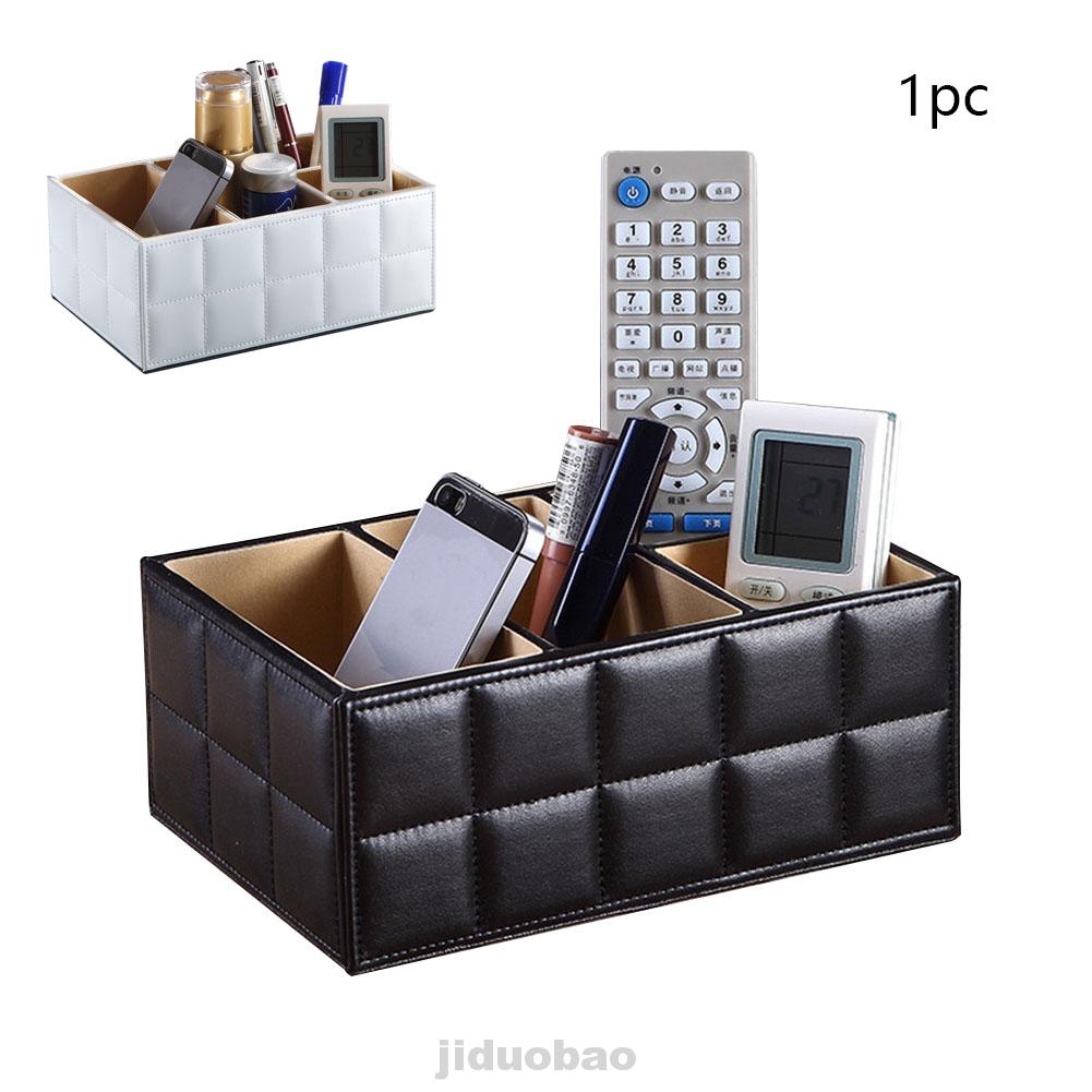 Faux Leather Modern Desk Organizer Tidy Pen Remote Control Holder