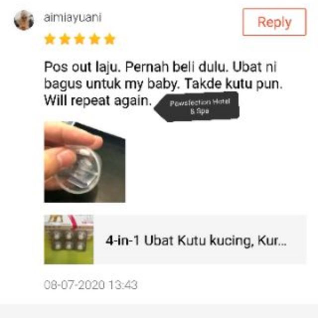 Buy UBAT 4 SERANGKAI KUCING ANJING ( KUTU, CACING, EARMITES, KURAP 