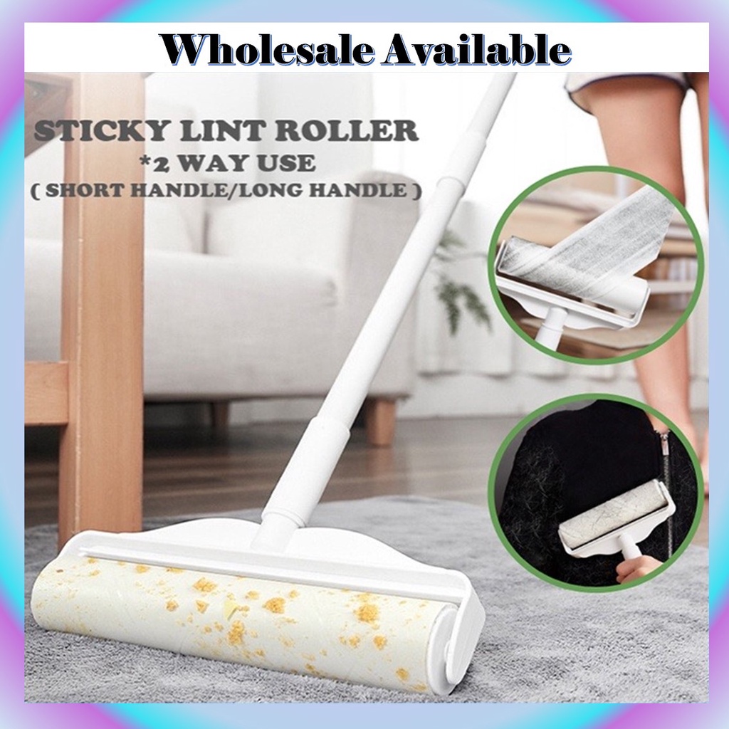 Adjustable Sticky Lint Roller Long Handle Hair Dust Remover Set Extendable Metal Rod Pet Hair Curtain Carpet Cleaner