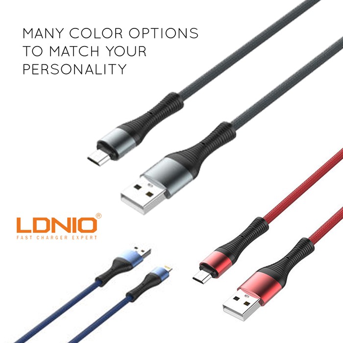 LDNIO LS401 Micro/iPhone/Type-C 2.4A Fast Charging & Data Sync Cable (1m) | Shopee Malaysia