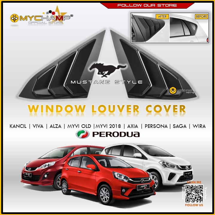 Perodua Proton Mustang 3d Side Louver Rear Triangle Window Cover Protector Alza Wira Myvi Axia Iswara Bezza Persona Saga Shopee Malaysia