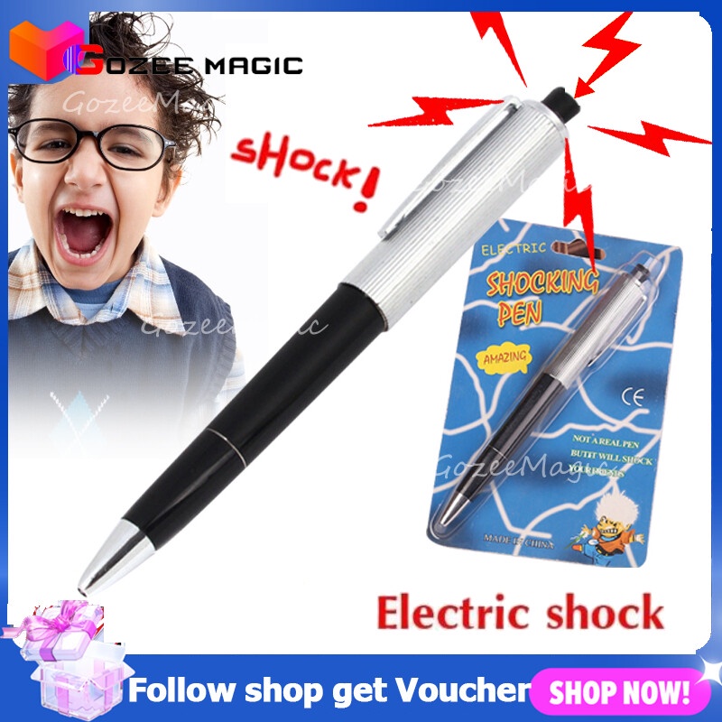 Shocking Electric Shock Novelty Metal Pen Prank Trick Joke Gag Funny Gift April Fool Electric Shock Ball Point Pen