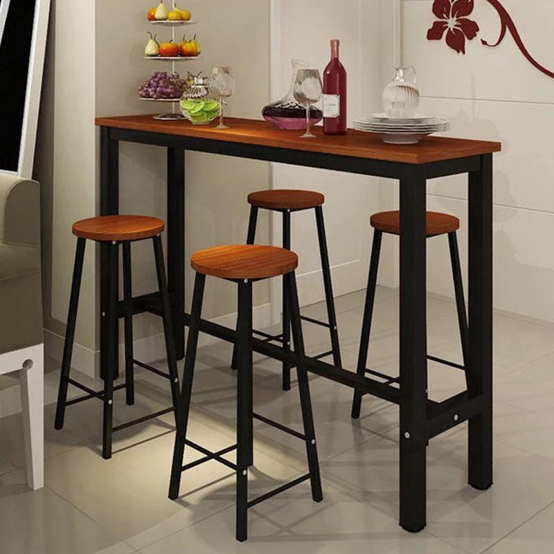 Forever 130x40x100cm Simple Wooden Bar Table With Steel Frame 2 Units High Bar Stool Set 3 Colours Shopee Malaysia