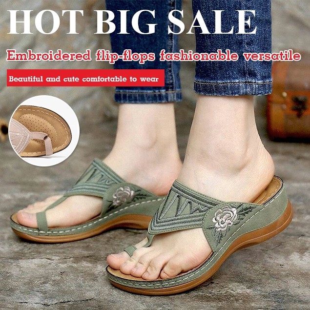 embroidered flip flops