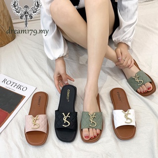 [dream179.my] Size 36-40 2021 women's sandals fashionable YSL flat bottom Slippers Beach Women's soft flip flops