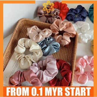 【Ready Stock】 Satin Silk Fashion Scrunchies,Sweet Solid Color Elastic Hair Bands,Hair Ties Ropes For Women Girls