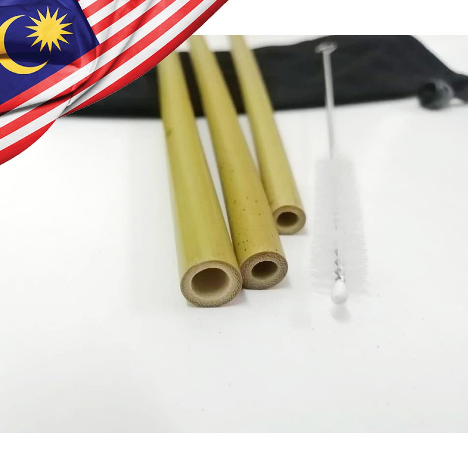 [READY STOCK] Bamboo Reusable Drinking Straw Set