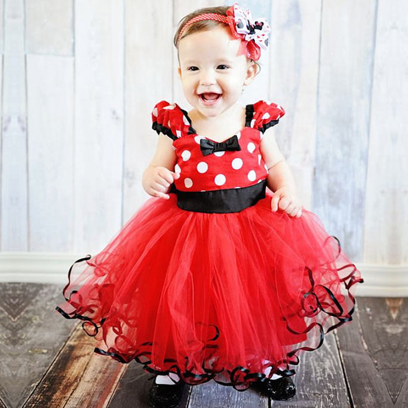 Baby Girls Birthday Party Minnie Mouse Dress Disney Role-play Costume  Princess Polka Dot Tutu Vestidos | Shopee Malaysia