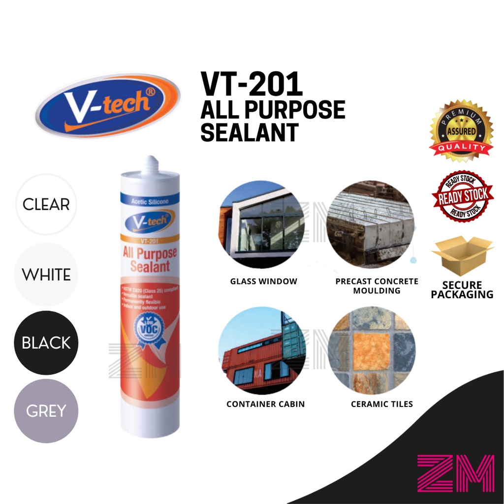 VT-201 ALL PURPOSE SEALANT ( CLEAR/WHITE/BLACK/GREY ) | Shopee Malaysia
