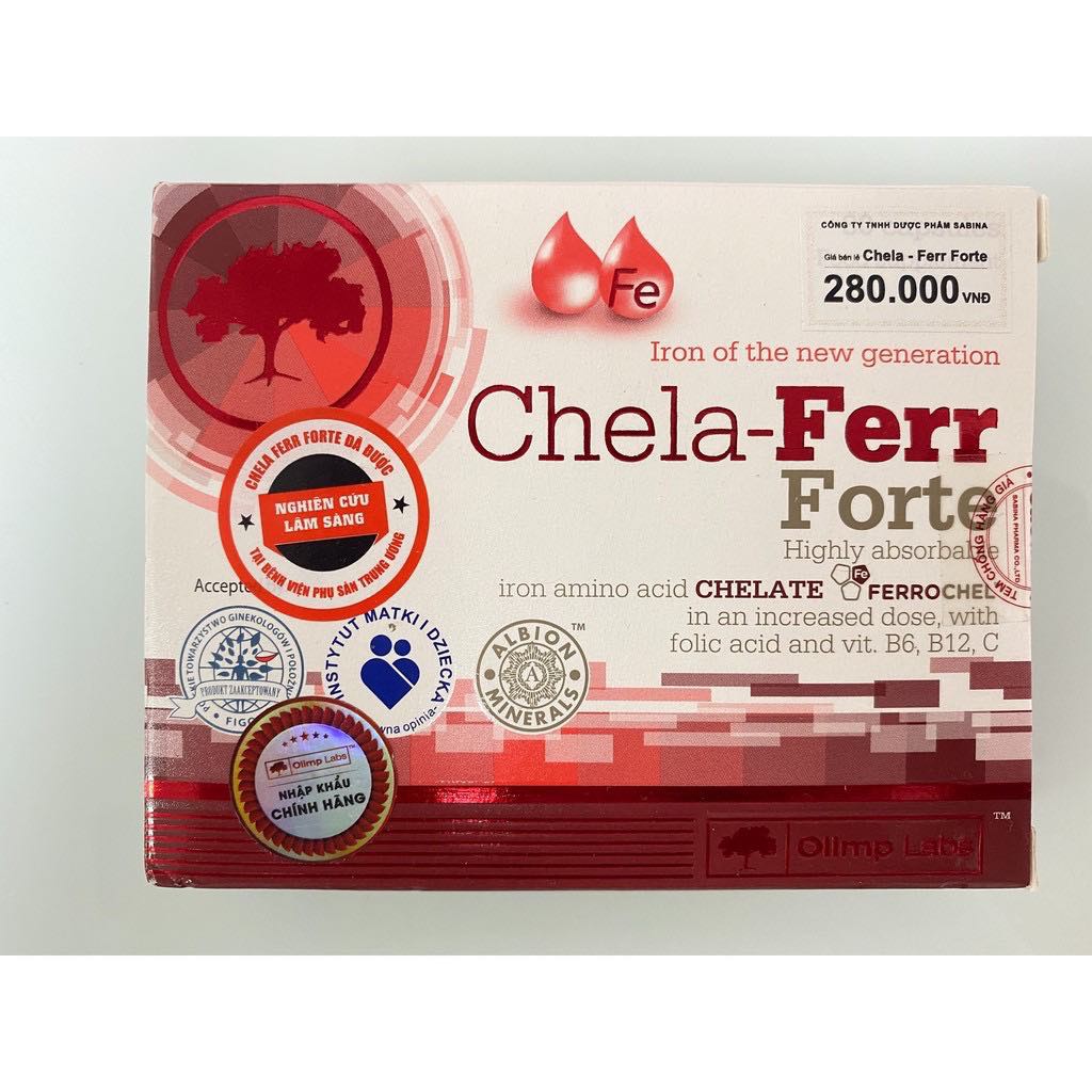 Chela-Ferr Forte iron tablets imported from Poland (Ba Lan), box of 30 ...