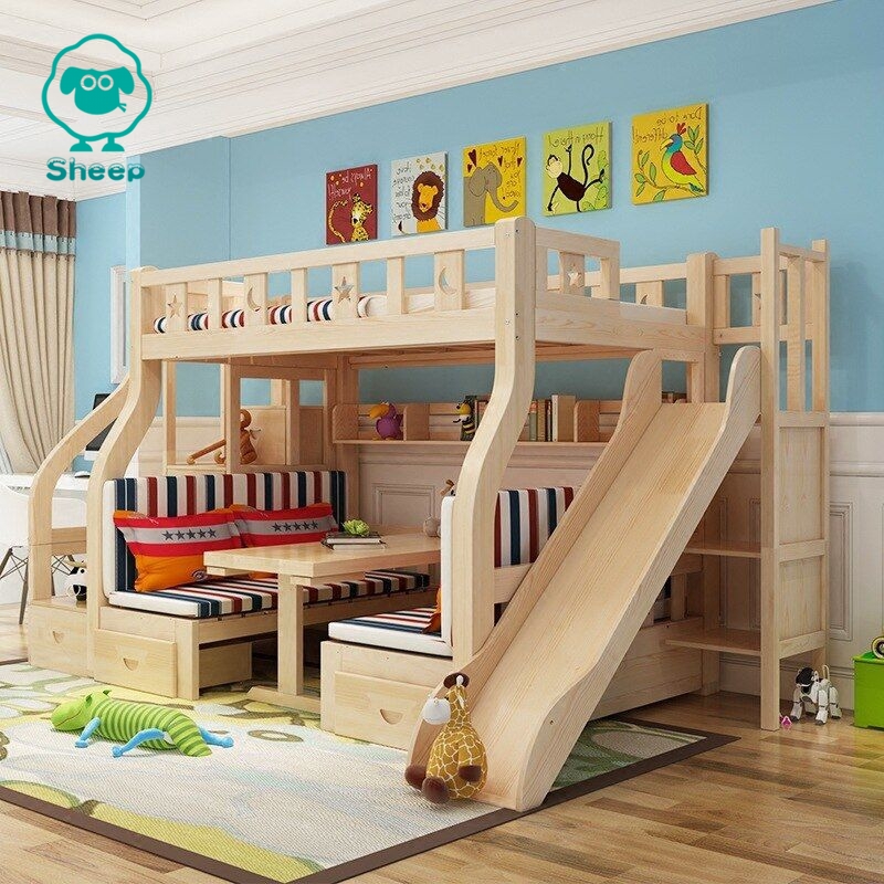 Sheep Children S Bunk Bed Solid Wood, Solid Wood Bunk Beds With Desk