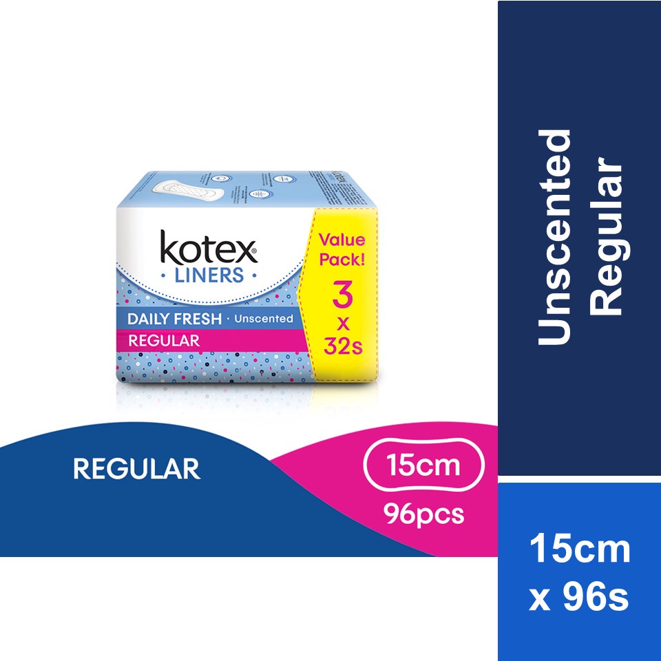 Kotex Liners Regular Unscented 32s x 3 Shopee Malaysia