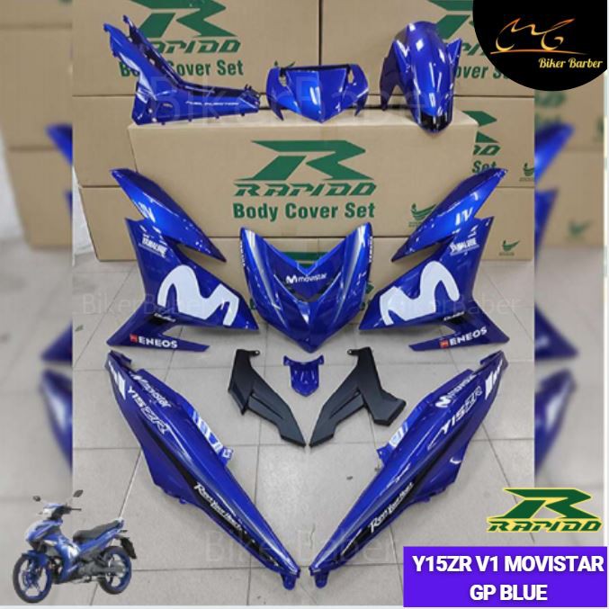 Ready Stock Rapido Cover Set Y Zr V V Movistar Gp Blue Sticker Tanam Airbrush Shopee