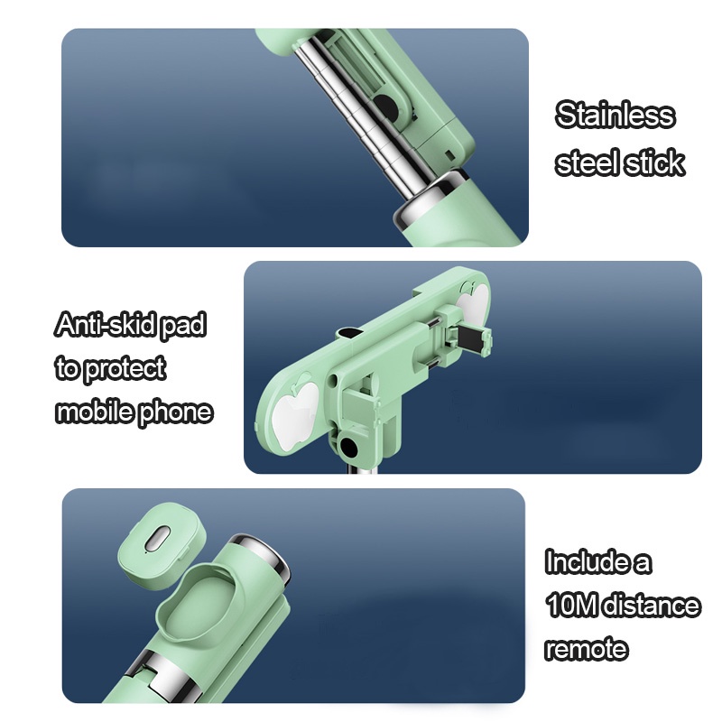 Multi Essential Upgraded 1Meter High 360 Degree Rotable Selfie Stick Stronger Hidden Tripod Wireless Bluetooth remote... - Image 2