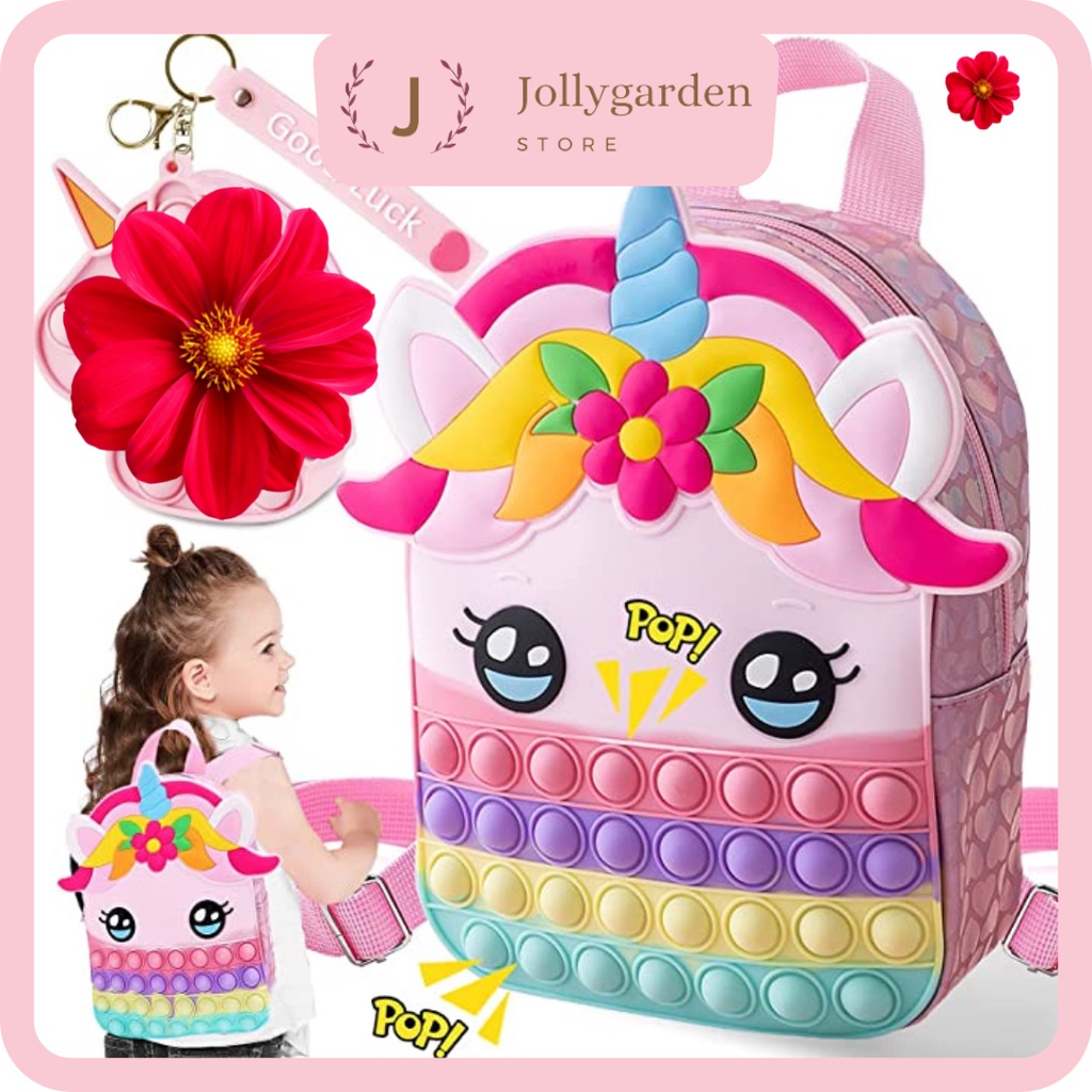 Large Pop It Fidget Toy Unicorn Backpack for Girls Unicorn Purse Bag