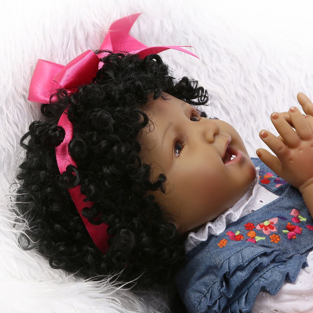 55cm African American Black Skin Silicone Reborn Baby Doll Toy