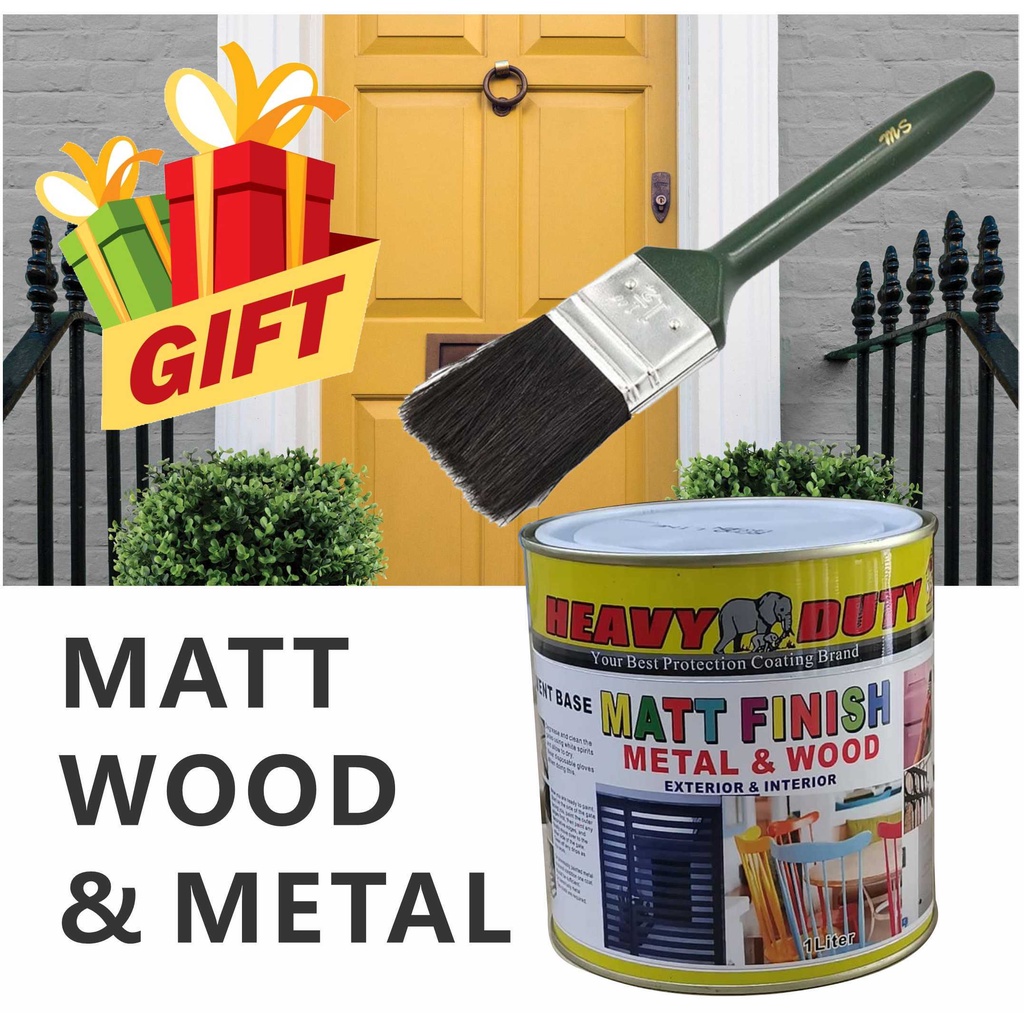 MATT FINISH HEAVY DUTY ( 1L ) (FREE 1.5" BRUSH ) HIGH ENAMEL PAINT FOR