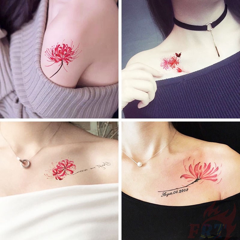 Red Spider Lily Flower Temporary Tattoo Stickers 30sheets Set Waterproof Tattoos For Sexy Arm Clavicle Body Art Hand Foot Shopee Malaysia