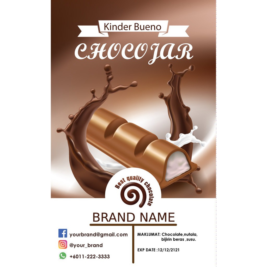 100pcs Sticker With Custom Design Print Own Logo Kinder Bueno Choco Jar Chocolate Shopee Malaysia