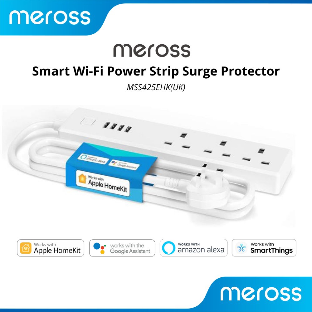 Meross Smart Power Strip WIFI with Surge Protector (MSS425EHK)2Years Warranty Homekit Version UK