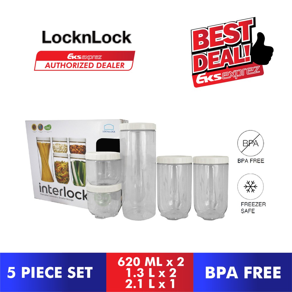LocknLock Interlock Wide Type Round Stackable Container (5 Pcs/Set