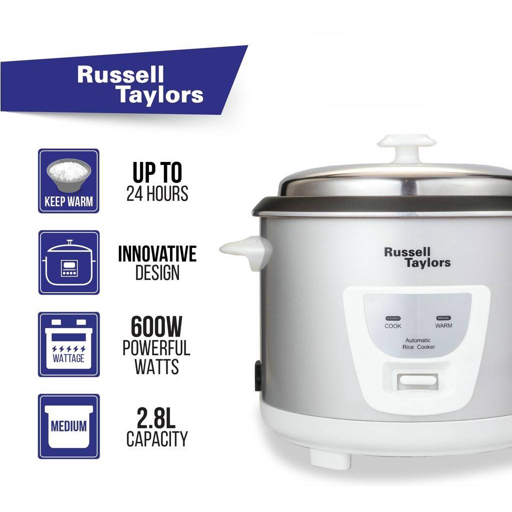 Periuk Nasi Bersama Rak Stim 2.8L Berjenama Russell Taylors Conventional Rice Cooker Steam Rack Included (2.8L) ERC-25