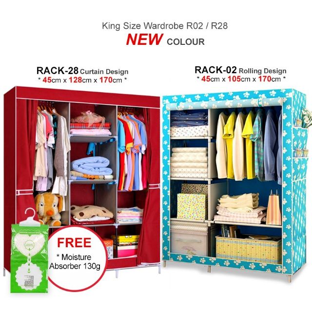 Wardrobe Cover DIY Organizer Storage Rack Rak  Almari Baju 