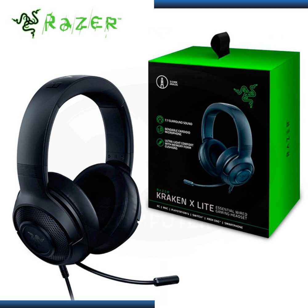  Razer Kraken X Ultralight Gaming Headset: 7.1 Surround Sound -  Lightweight Aluminum Frame - Bendable Cardioid Microphone - for PC, PS4,  PS5, Switch, Xbox One, Xbox Series X