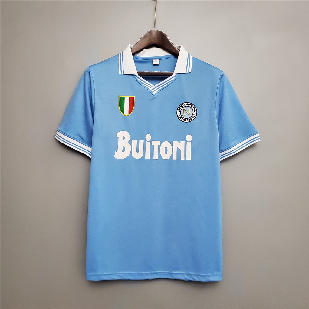 Retro Jersey Football 23/24 Napoli Retro Collar Jersey 86-87 Napoli Home Retro Soccer Jersey Football Buitoni Baju Lelaki Berkolar Polo Shirt Murah Short Sleeve Plus Size