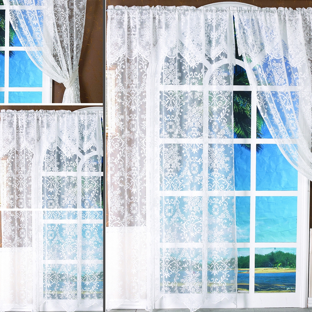 Modern Jacquard Net Curtains Window Bedroom Curtain White 152cm 213cm