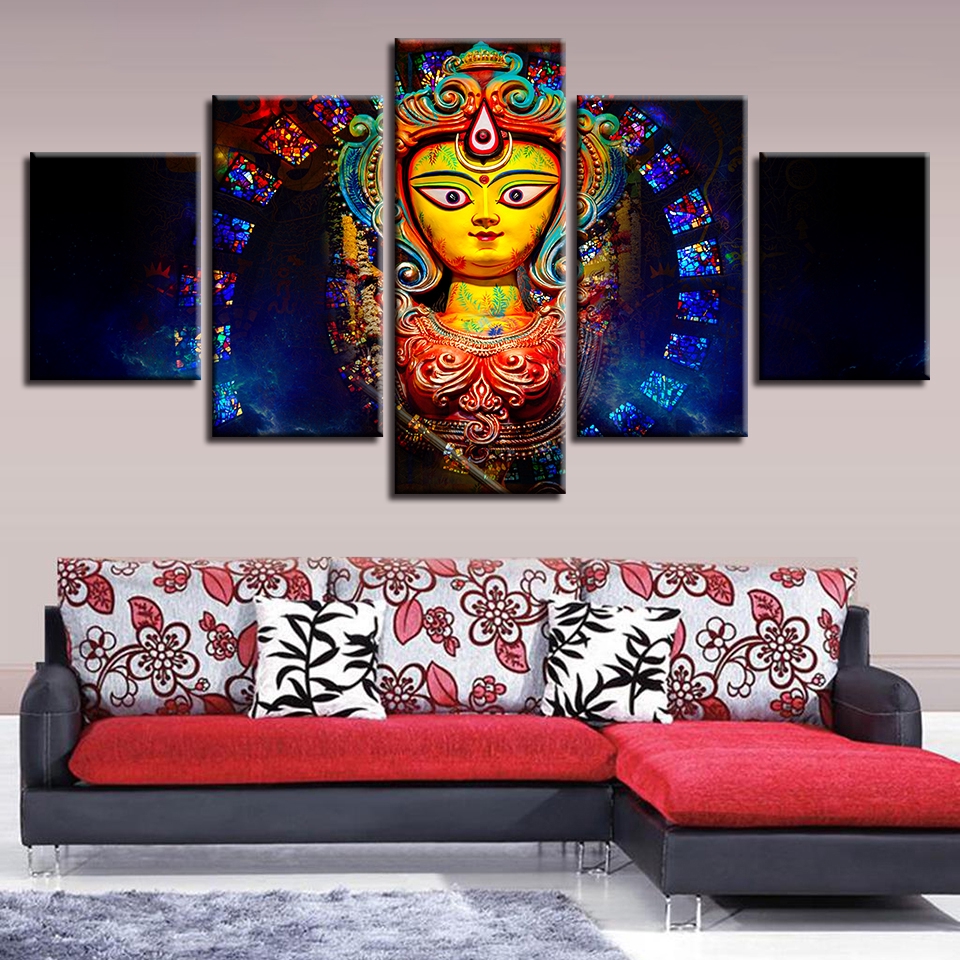 Hd Canvas Picture Art Modular Print 5 Pcs Hindu God Painting Decor Bedroom Wall