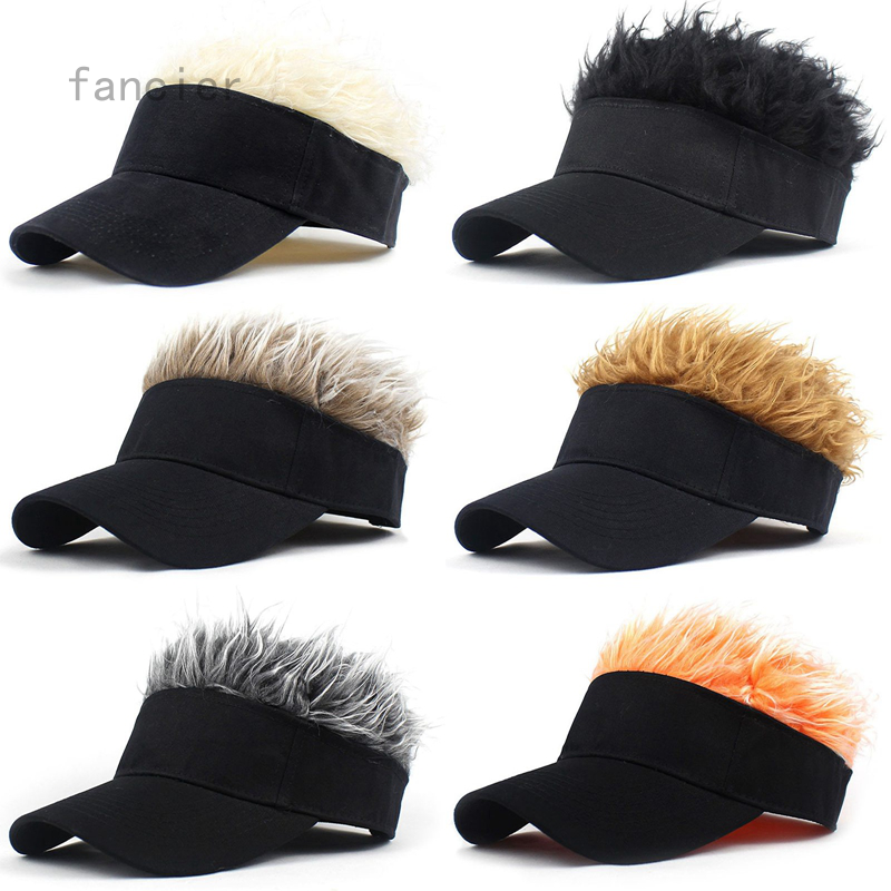 Premium Quality Hair Visor Cap Flair Spiked Adjustable Baseball Hat Golf Fake Sun (Coffee)