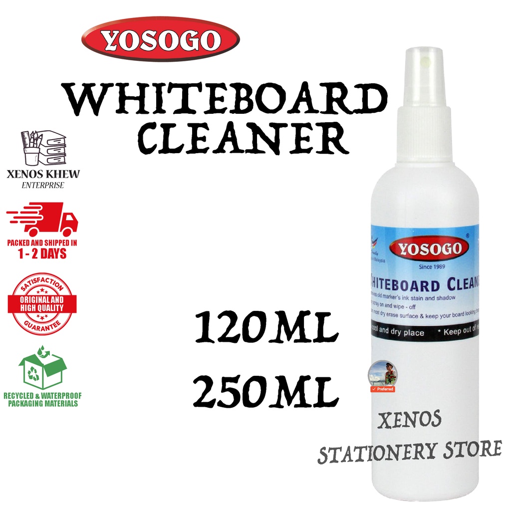 YOSOGO WHITEBOARD CLEANER SPRAY 120ML 250ML USE FOR REMOVE MARKER INK ON WHITEBOARD READY