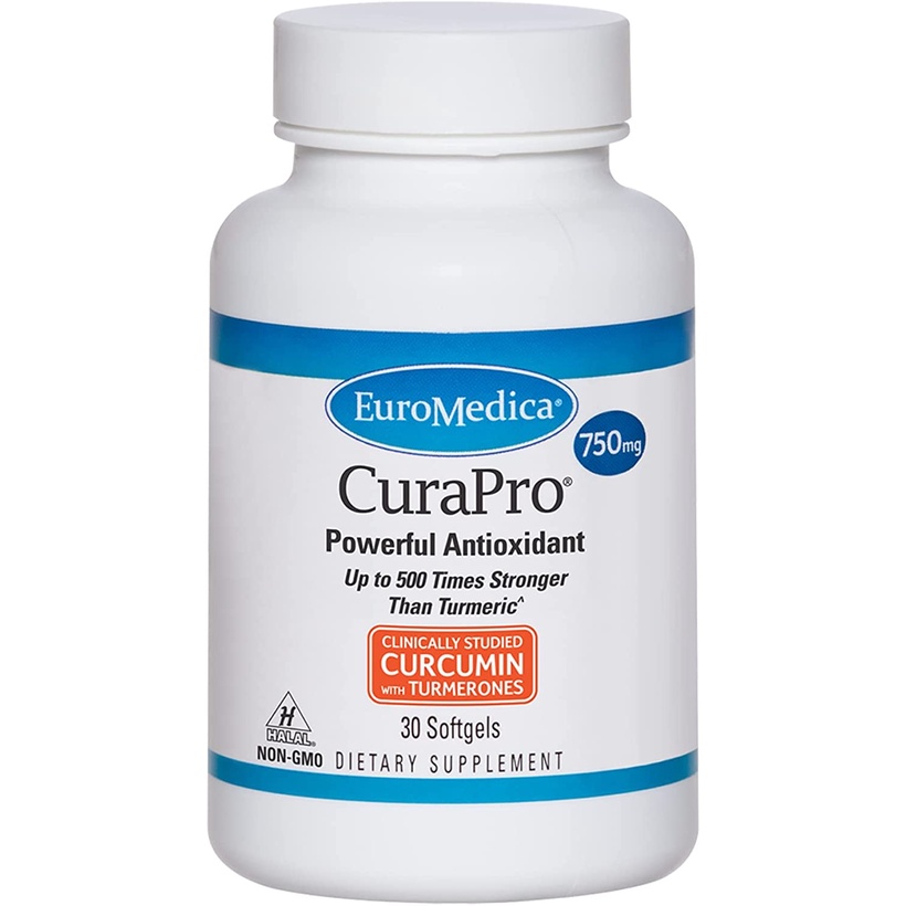 Euromedica CuraPro 750mg - 30 Softgels - High Potency Turmeric Curcumin Supplement - Clinically-Studied Liver, Brain & Immune Support - 30 Servings