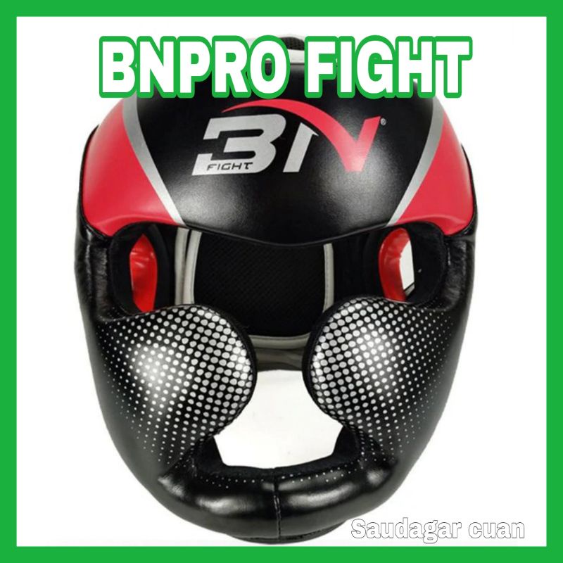 Bnpro Muay Thai MMA Boxing Helmet Head Protector Head Gear Protector Size XL - BNHG-01 - Red