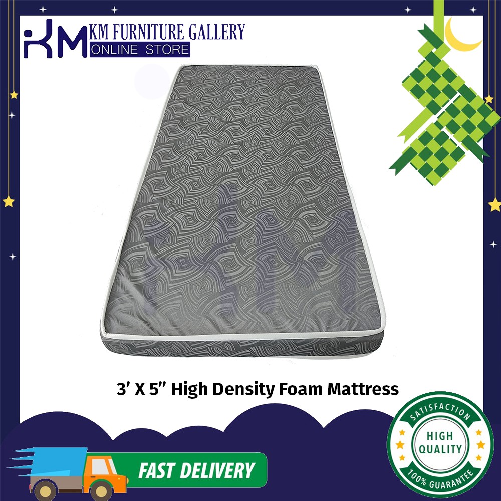 KM Furniture Gallery 3'X5" High Density Single Foam Mattress/ Tilam