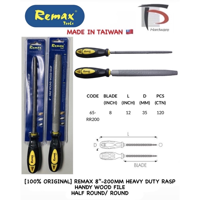 [100% ORIGINAL] REMAX 8”-200MM HEAVY DUTY RASP HANDY WOOD FILE | Shopee ...