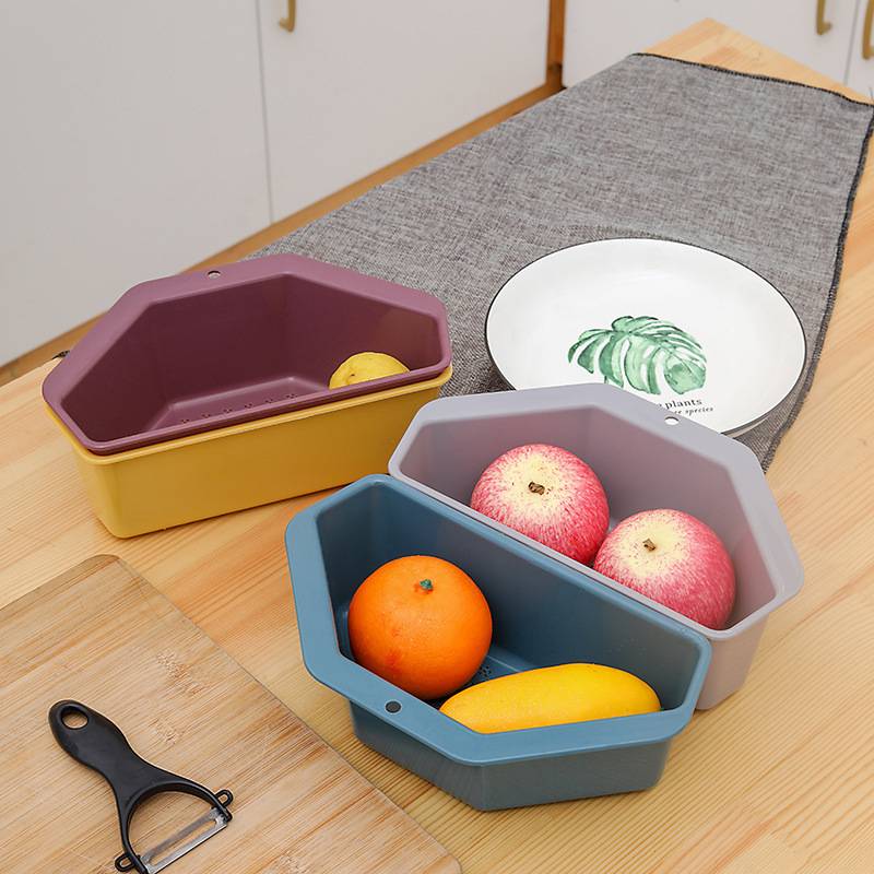 Triangular Corner Sink Drain Rack Shelf Basket Food Residue Strainer Vegetable Fruit Drainer