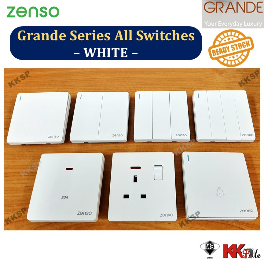 (Ready Stock, White) Zenso Grande All switches 13A switched socket