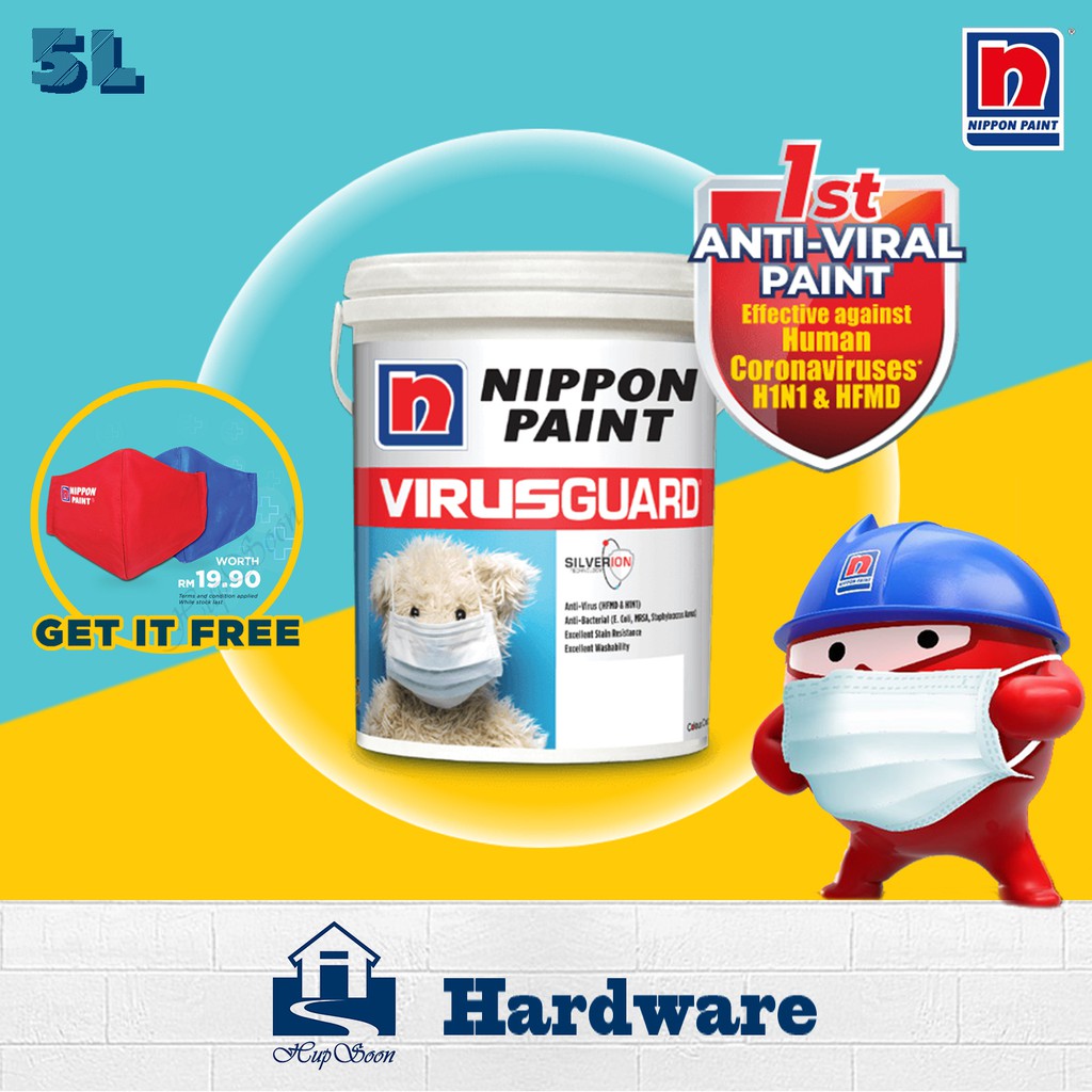 5L Nippon Paint VirusGuard Interior Wall Paint (Virus Guard AntiViral
