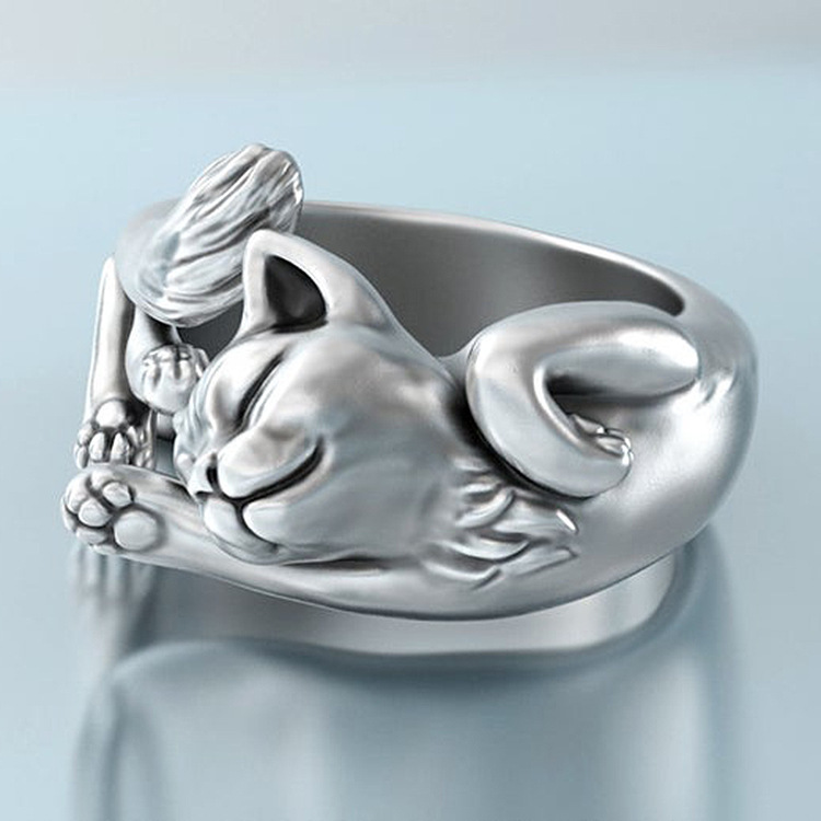 Nette Glück Katze Form Offene Ringe Größe Einstellbar Dance Party Finger Ring Zarte Mädchen Geschenk Neue Mode Schmuck_voghion.com