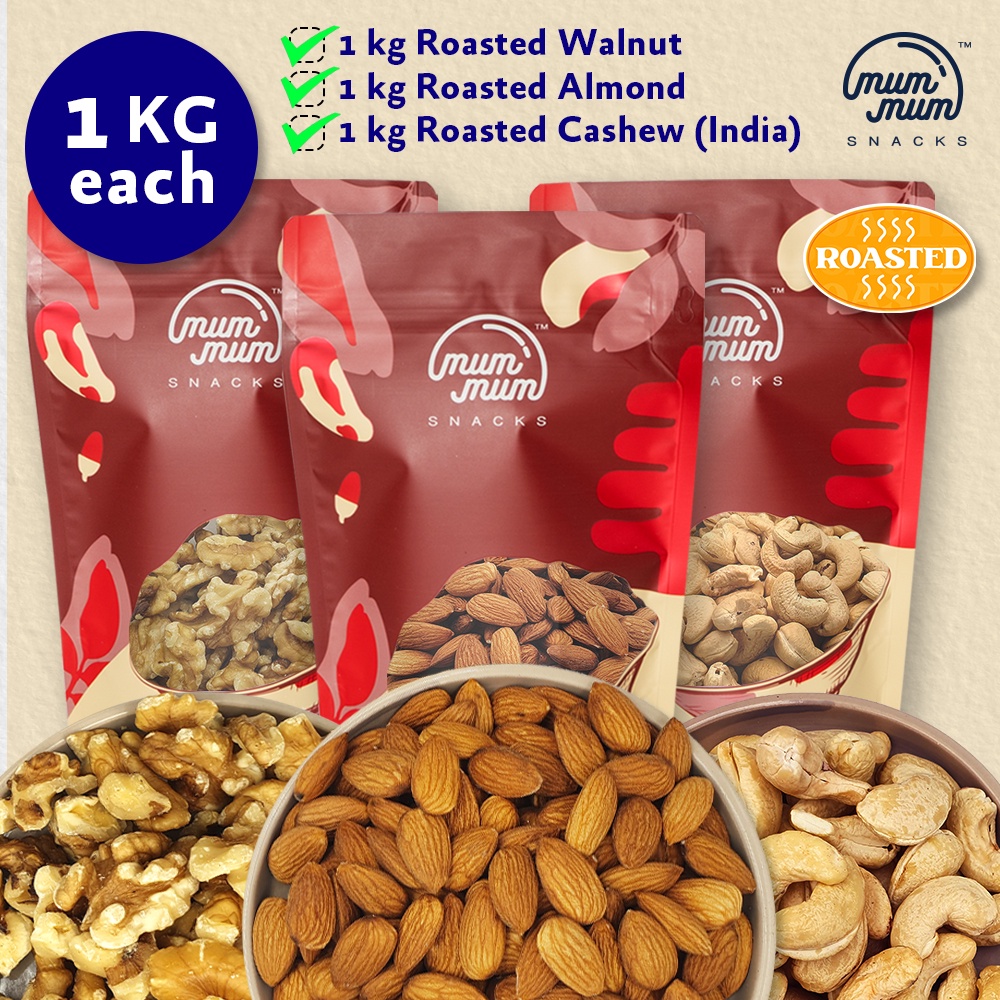 Premium Roasted Bundle Mix (Almond, Cashew Nut, Walnut) [1kg each]