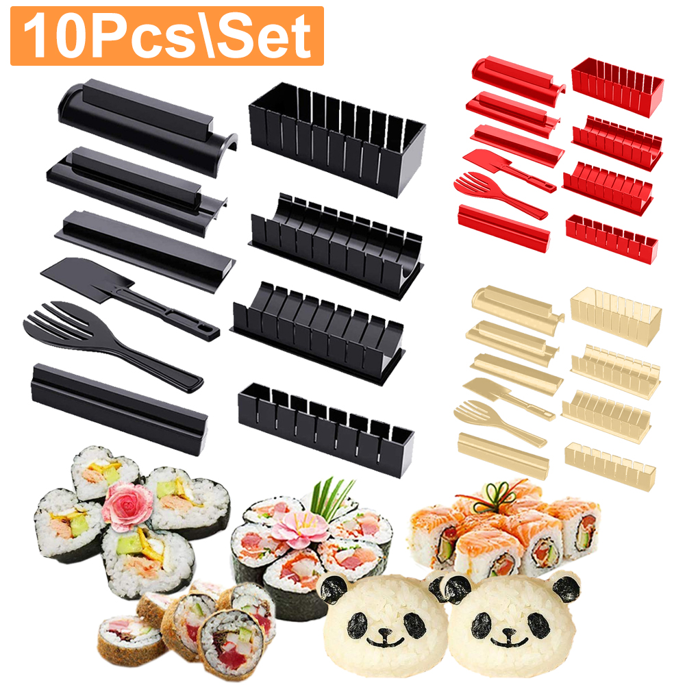 Sushi Maker 10 Pieces Kit Plastic Sushi Set of Tools Kitchen Tools
