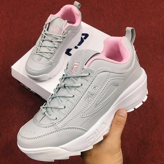 fila grey and pink shoes