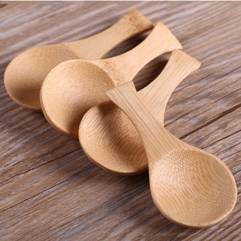 1pcs Mini Bamboo Wooden Scoop Condiment Scoop Flatware Coffee Tea Sugar Spoon Salt Spoon Jam Ice Cream spoon Kitchen Utensils